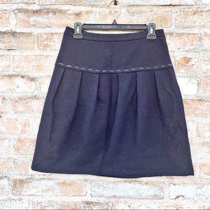 Moschino Pleated Skirt Navy Blue Wool Cheap and Chic Mini Contrast Stitched